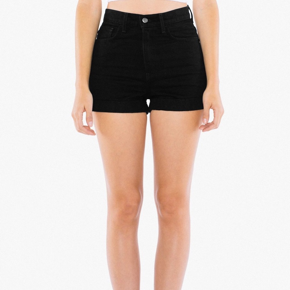 American Apparel Denim High-Waist Cuff Shorts